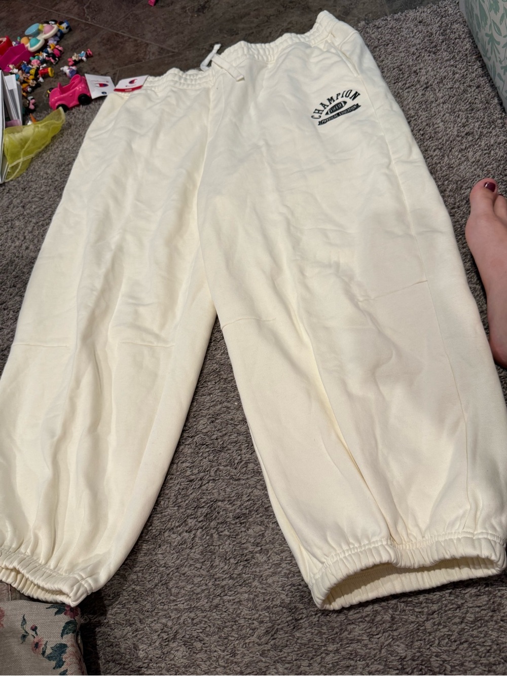 Champion Cream cropped pant baggy Sweatpants